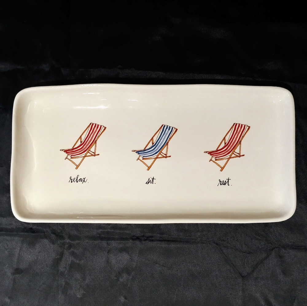 Rae Dunn 14-1/4" x 7" Serving Tray Relax-Sit-Rest